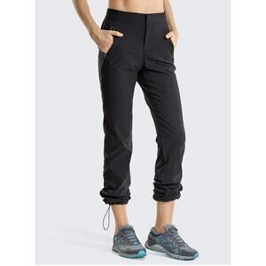 CRZ Yoga Hiking Pants Wmns 30 Dark Gray Ripstop Cinch Cuffs Waterproof Athletic